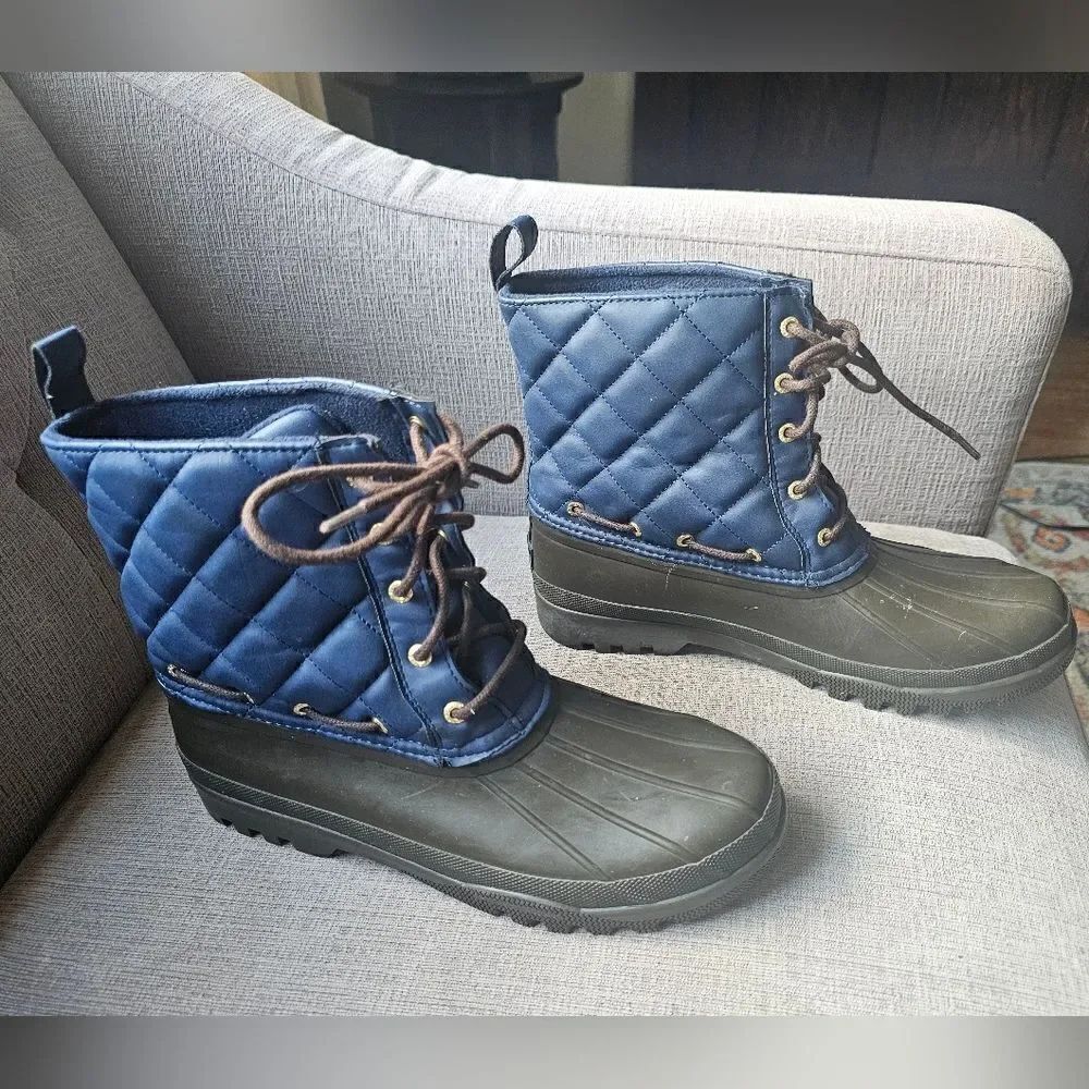 Sperry Topsider Women's Gosling Quilted Waterproof Boot Blue /Brown sz 10